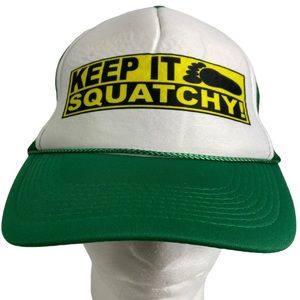 Sasquatch Hunting Keep It Squatchy Snap-Back Trucker Cap Hat OSFM Green Cauiton